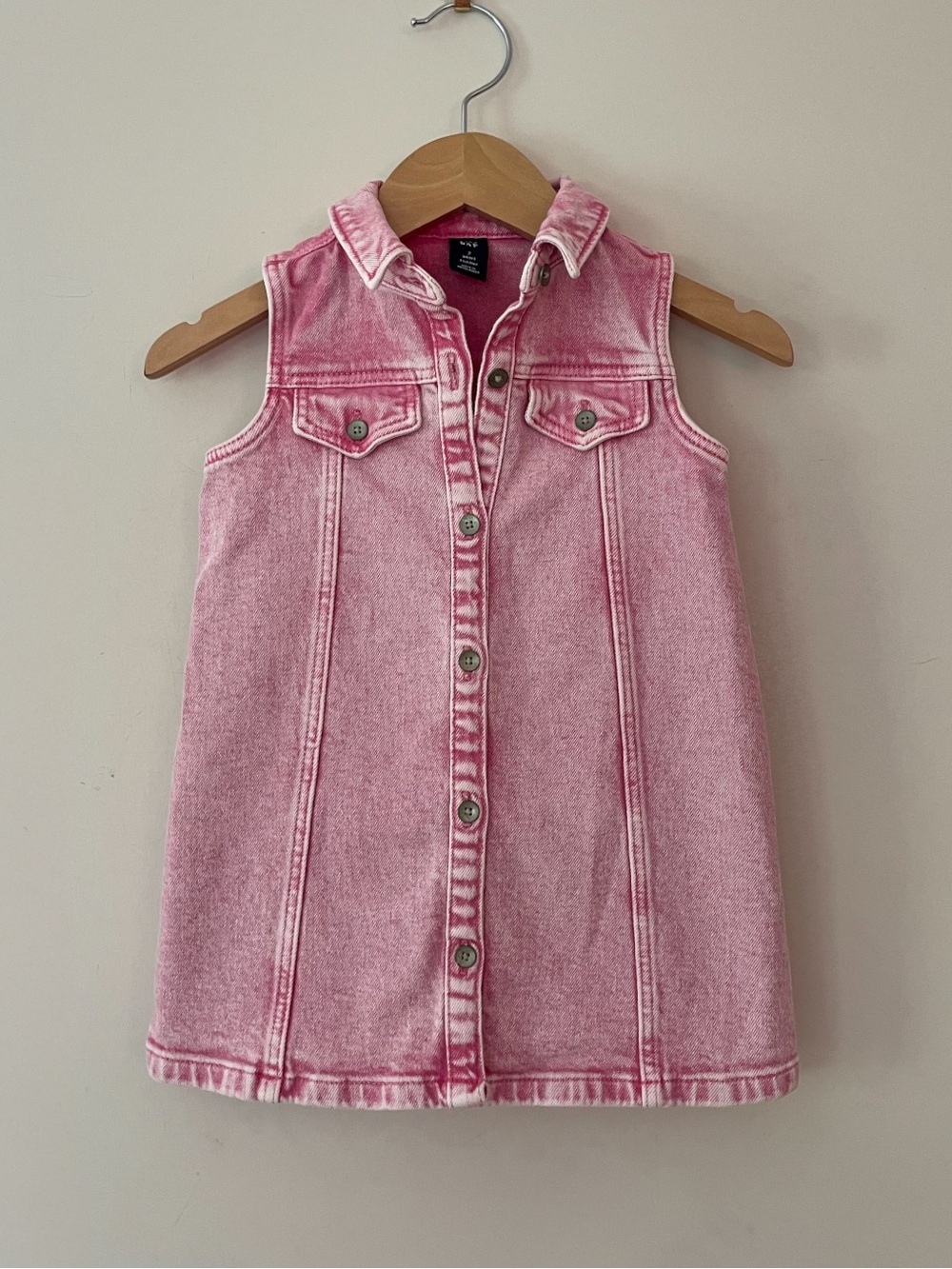 GAP EUC Thick Soft Washed Bubblegum Pink Sleeveless Button Front Dress